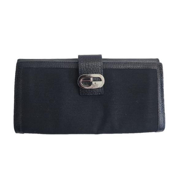 Authentic black GUCCI leather mesh long bifold continental wallet - Picture 9 of 9